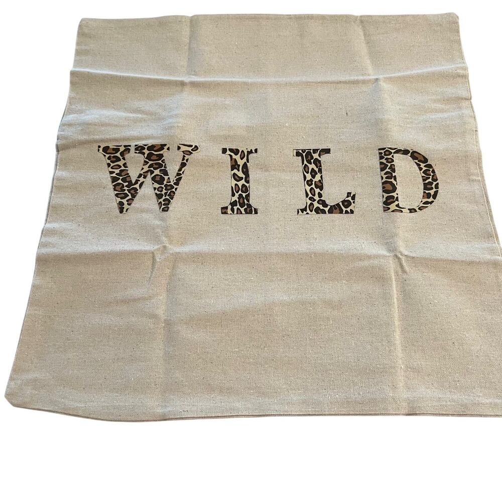 Hobby Lobby Throw Pillow Cover Cotton Natural Wild Animal Print Zipper 18x18 in
